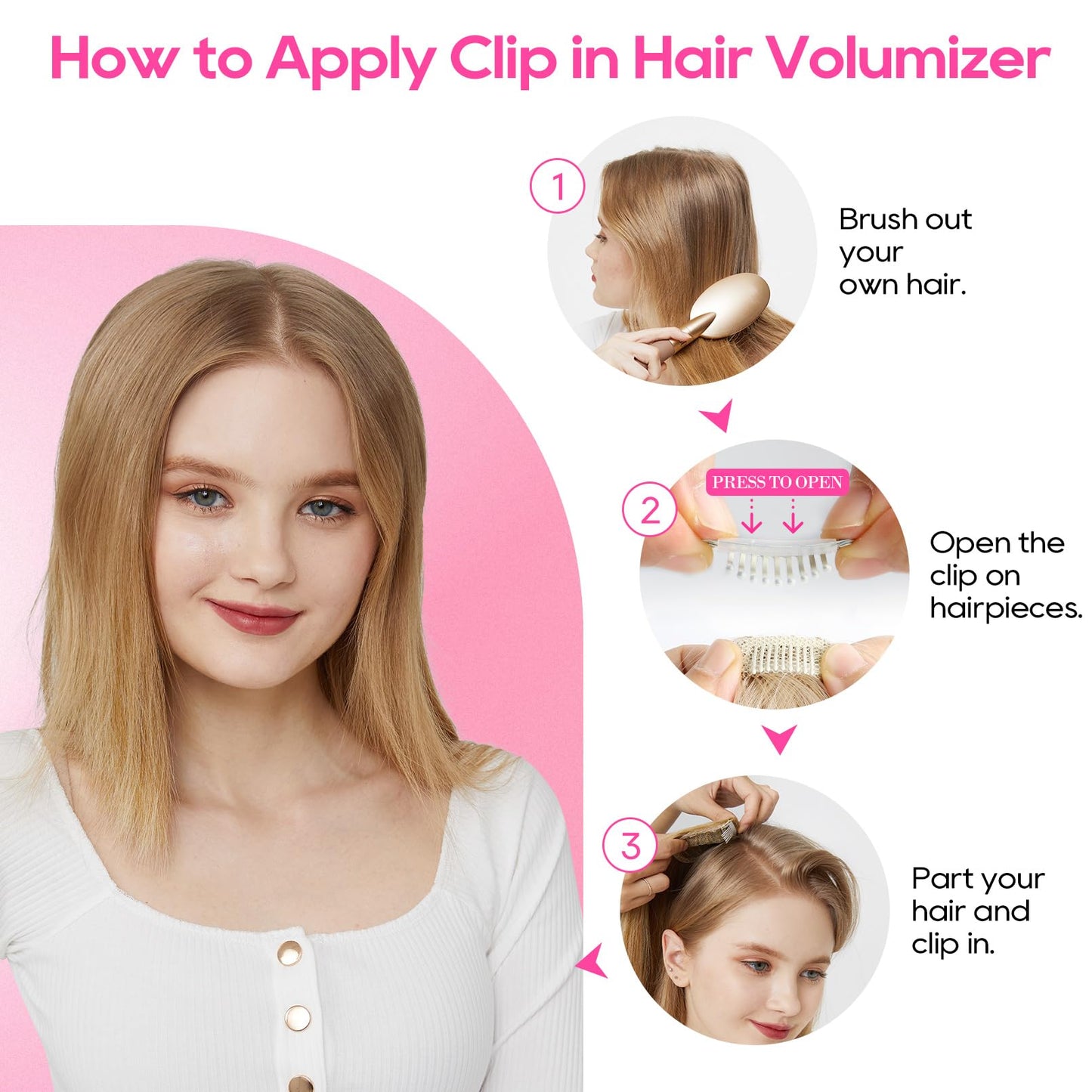 REECHO Clip in Hair Volumizer, 2PCS 6 inch Short Thick Clip in Hairpieces Adding Extra Volume Hair Extensions for Women - Black Brown