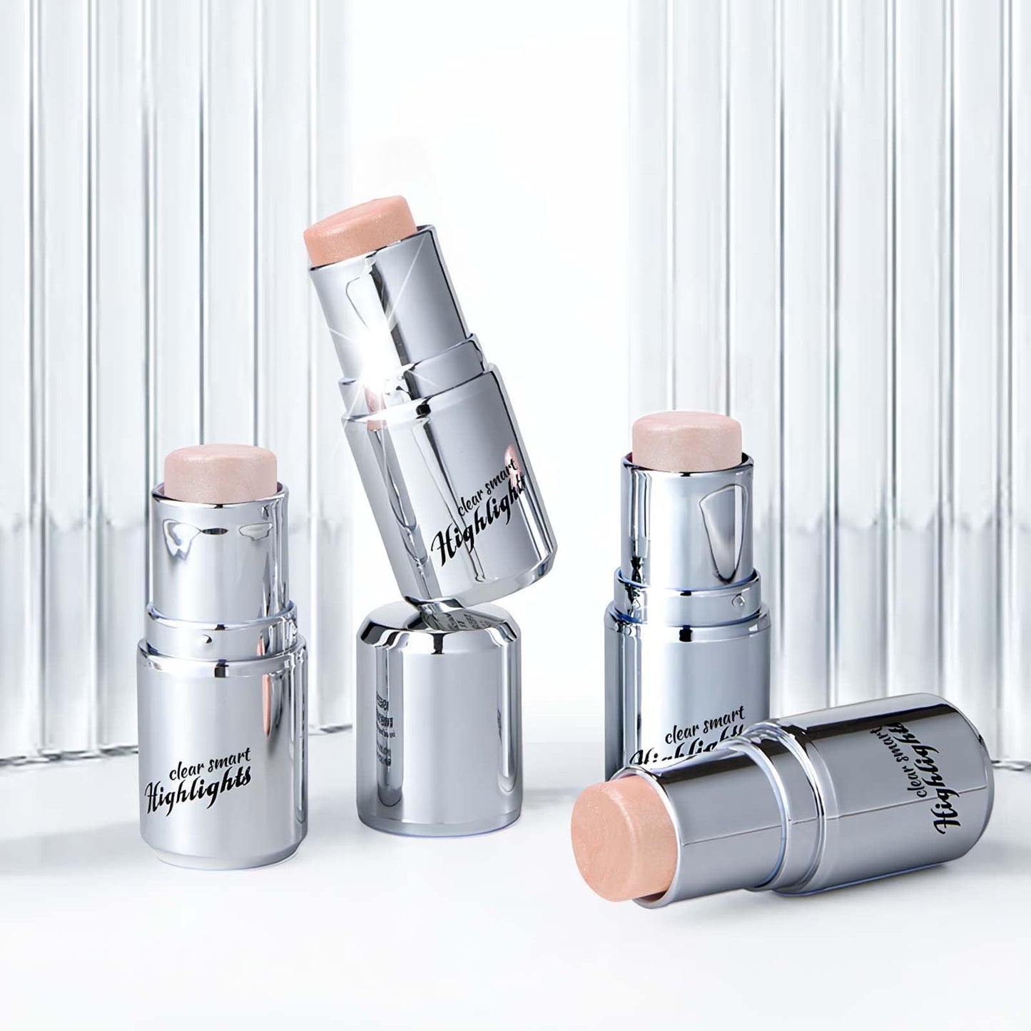 HOSAILY Clear Mermaid Pink Highlighter Stick for Glass Skin, Dewy Finish Radiance Shimmer Watercolor Face Highlighter Balm, Multi-Use Waterproof Dimension Glow Highlighter Contouring Stick Makeup#02