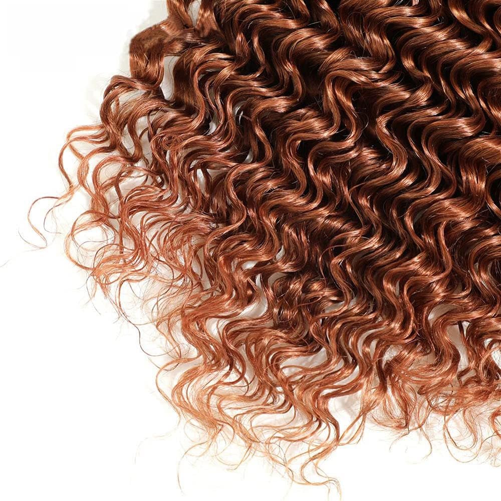 TARPION Light Brown Bundle Color #30 Loose Deep Wave Human Hair Bundles Peruvian Light Brown Deep Wave Bundles Human Hair 12 12 12 Inch Color #30 Bundle