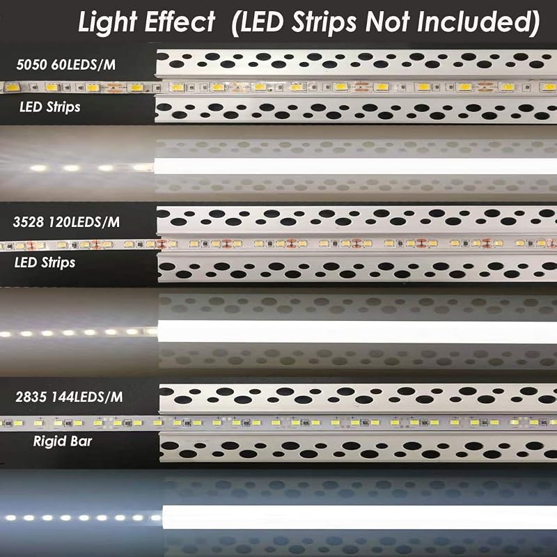 Plaster-in LED Aluminum Channel 6 Pack 2M Each - Diffuser Covers Included, Recessed Drywall