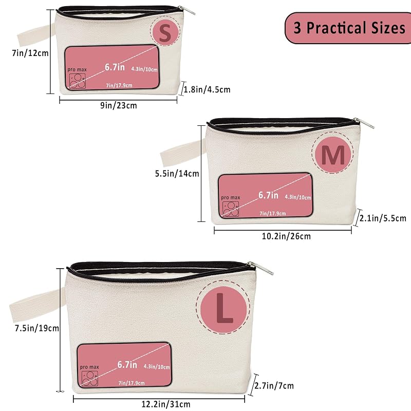 Beige 20-Pack 12oz Cotton Canvas Pouches with Zipper, Bottom & Handle - Makeup, Pens, Travel Bags (S, 9x4.7x1.5'')