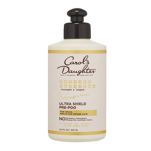 Carol's Daughter Goddess Strength Ultra Shield Pre Poo Hair Treatment for Waves, Coils and Curls, Protective Hair Detangler with Castor Oil, 10.2 Fl Oz