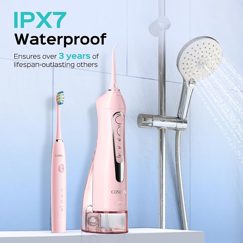 COSLUS C20C41 Water Flosser & Electric Toothbrush Combo - Pink (Variation: Pink)