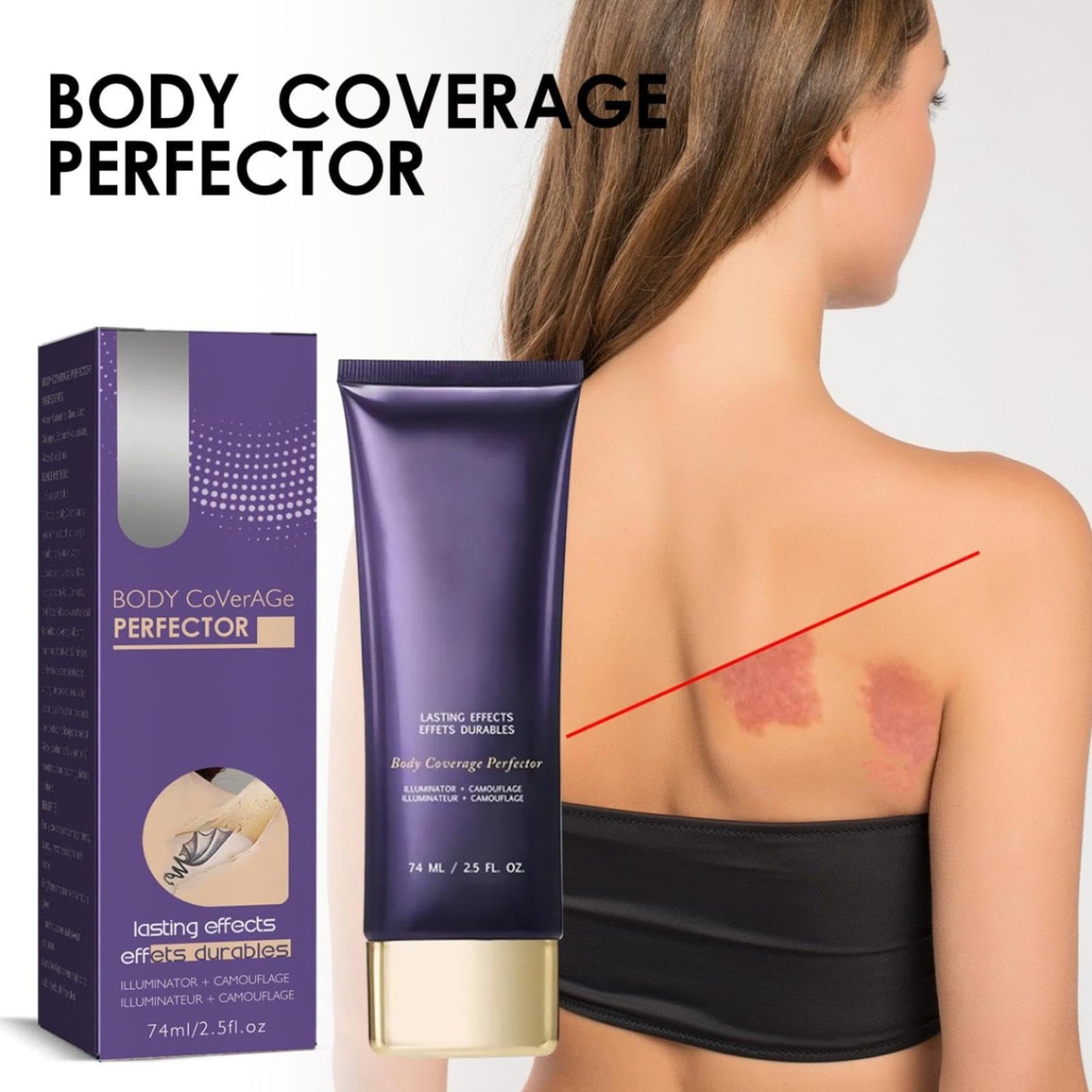 2PCS Body Coverage Perfector, All Over Complexion Perfector, Tattoo Cover up Makeup Waterproof, Cream Body Makeup, Transfer-Resistant Body, Long Last Body Foundation (2PCS)
