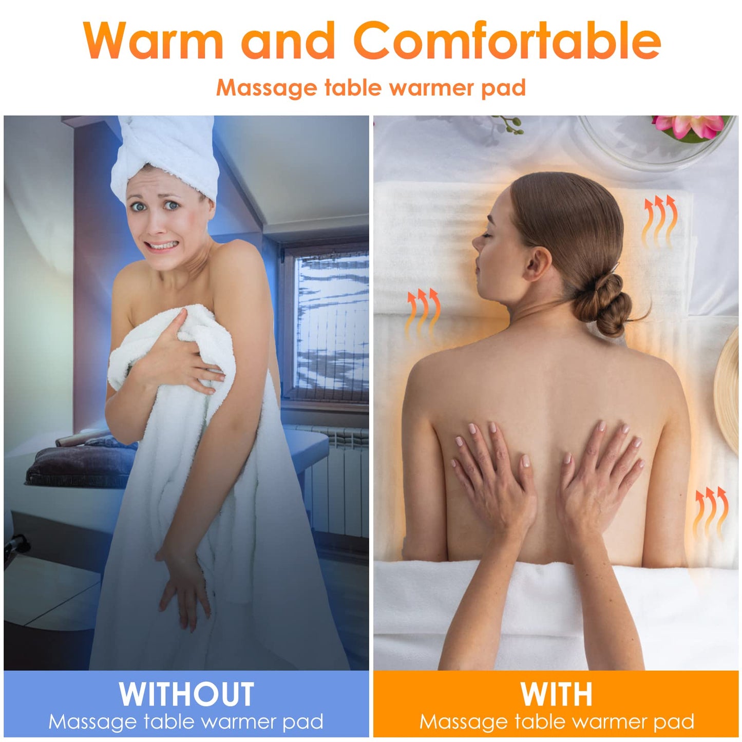 Massage Table Warmer Pads 9 Heat Settings Electric Heating Pad (72.8" x 30"), Digital Heat Control Pad, Heated Mattress Pad w/Overheat Protection for Massage Bed & Spa,White Bed Warmer