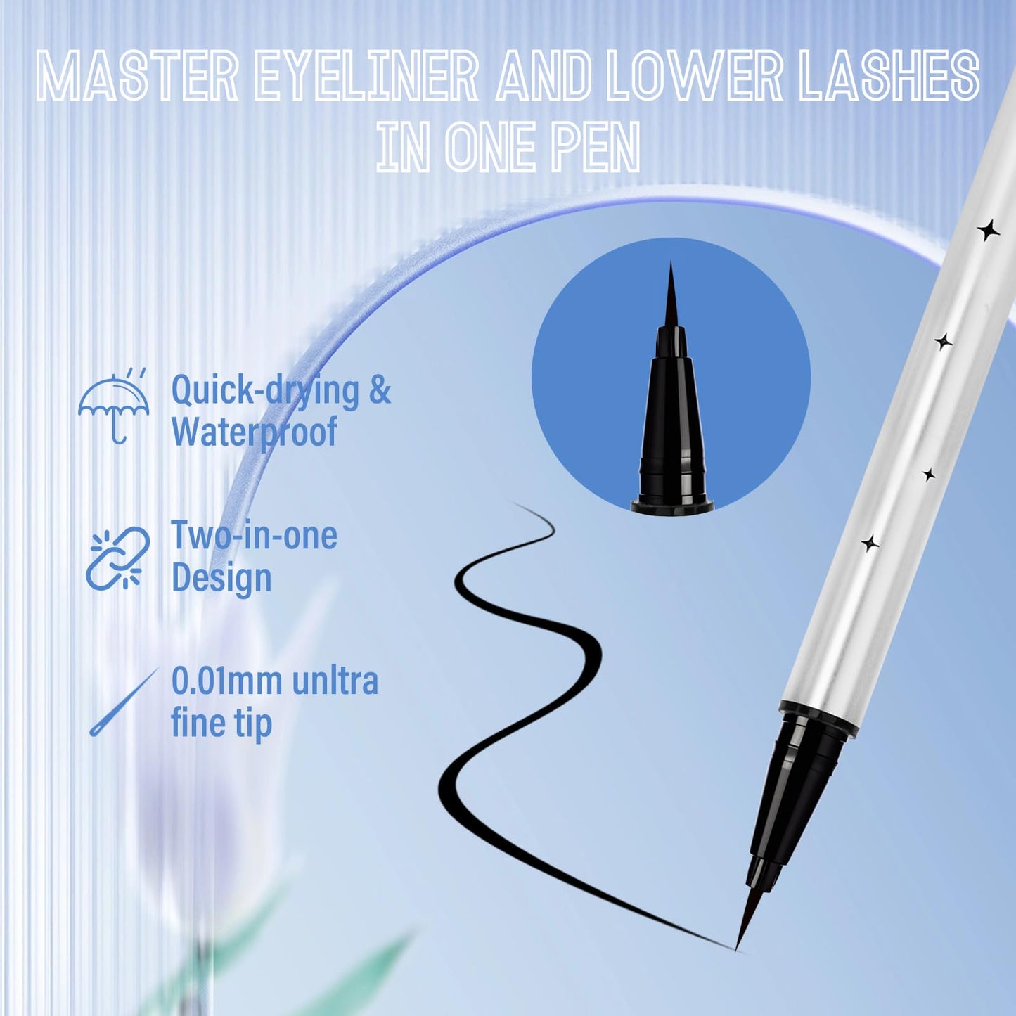 GEMERRY Lower Lashes Stamp Waterproof & Long Lasting 2 in 1 Bottom Eyelash Stamps Kit With Ink(Black)