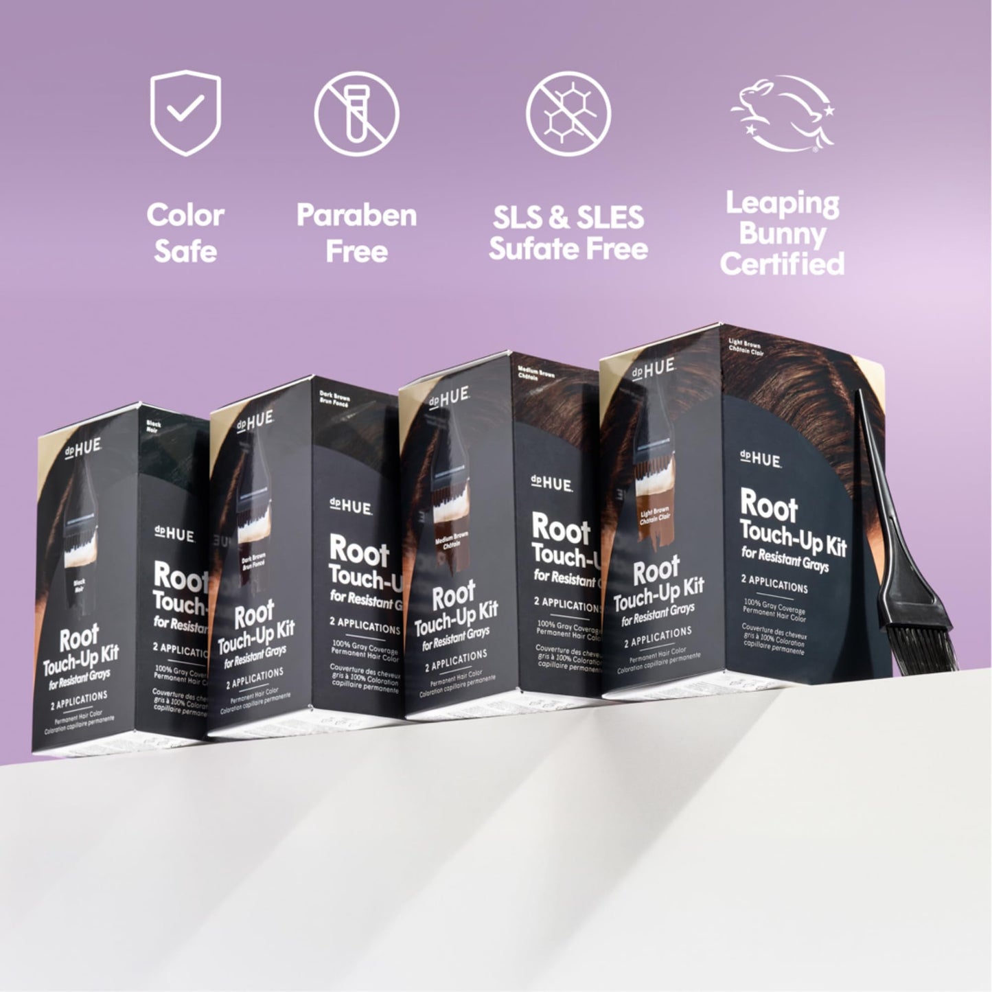 dpHUE Root Touch-Up Kit for Resistant Grays, Medium Brown - Permanently Cover Difficult, Stubborn Gray Hair - 2 Applications Included - Vegan & Leaping Bunny Certified