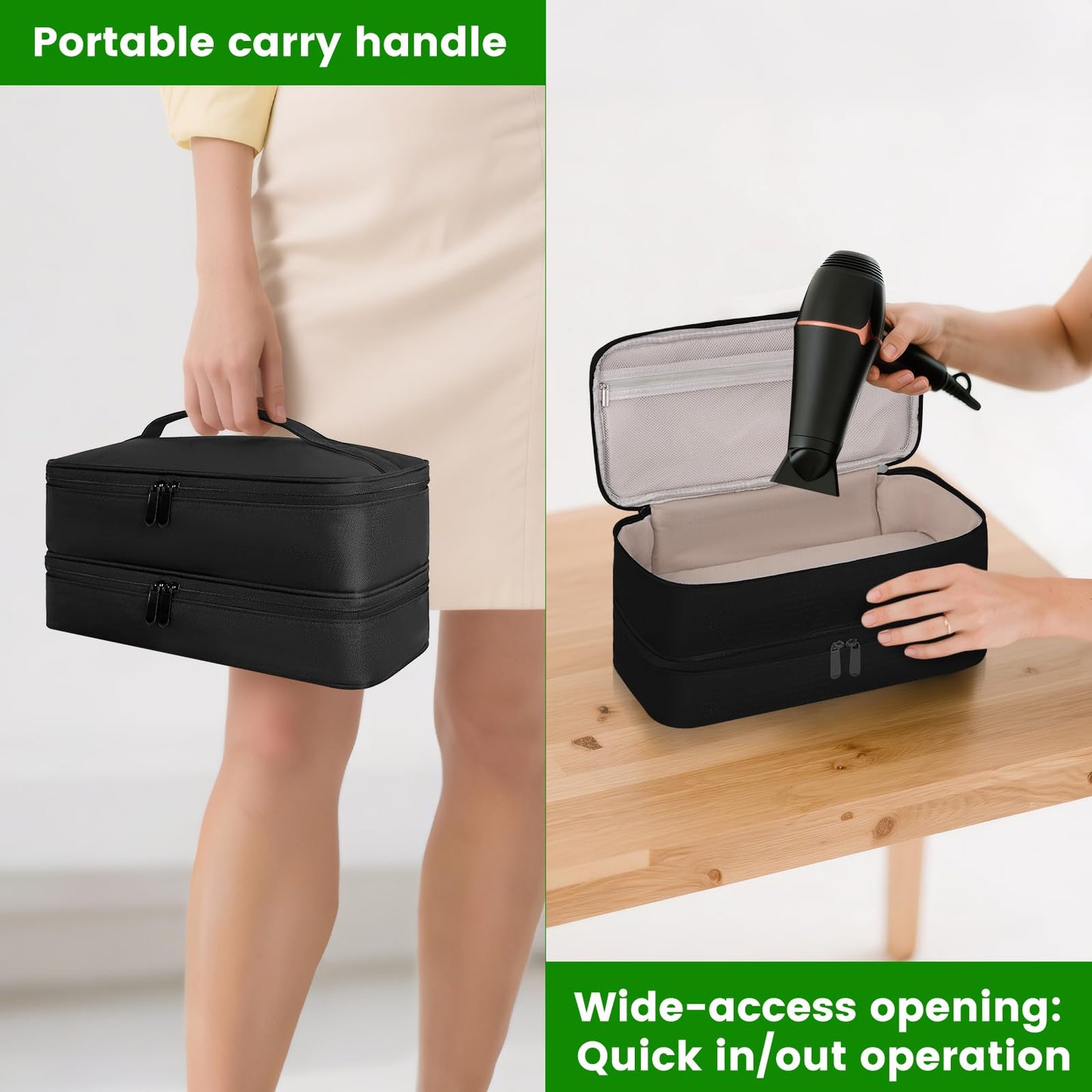 Vorlunix Travel Carrying Case for Hair Dryer，Double-walled Storage Compartment for Shark Flexstyle/FlexFusion，Portable Storage Organizer Bag for Dyson Airwrap Styler and Attachments