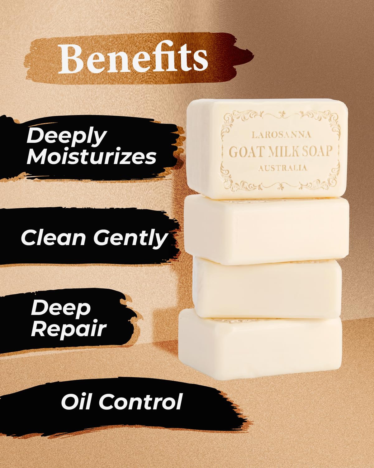 larosanna Australian Goat Milk Soap,Helps Moisturize,Smooth & Cleanse Skin,Triple-milled Bar Soap with Cocoa Butter,Aloe Vera and Pure Plant Oil,Body Soap Bars 6.3 oz for Adults & Babies,Pack of 4