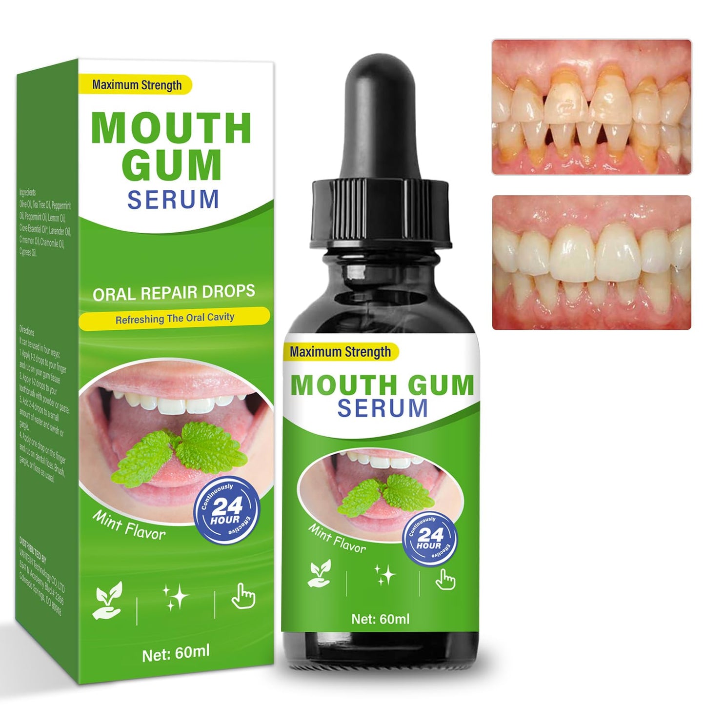 Gum Restore Drops, Gum Repair for Receding Gums & Stain Removal, Bad Breath Treatment for Adults, Oral Regrowth Treatment, 60ml