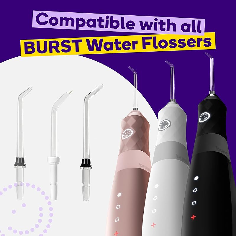 BURST Replacement Tips for Electric Water Flosser Combo 3 Pack - Variation: Combo