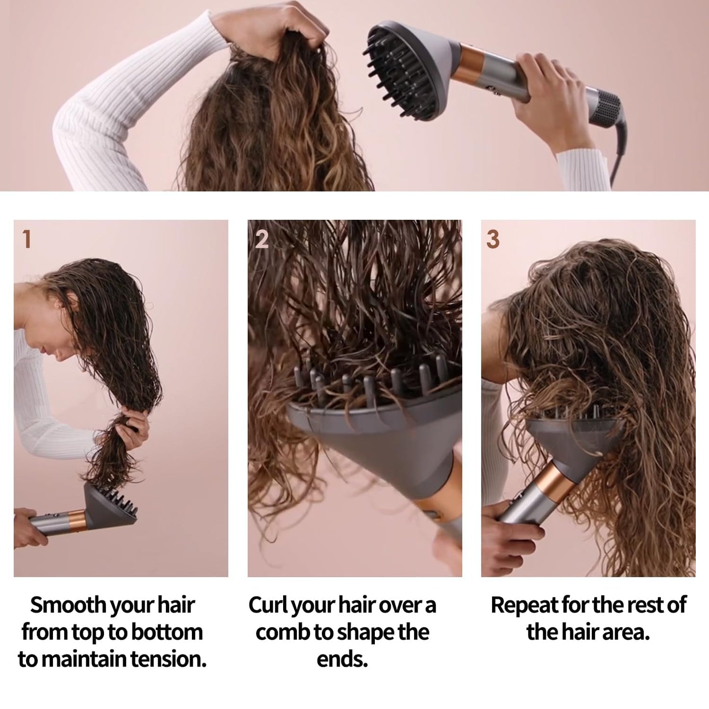 BVACUMHEAD Upgraded Diffuser Attachment for Dyson Airwrap Styler - Converts to Hair Dryer Diffuser Nozzle, 973365-01, Grey