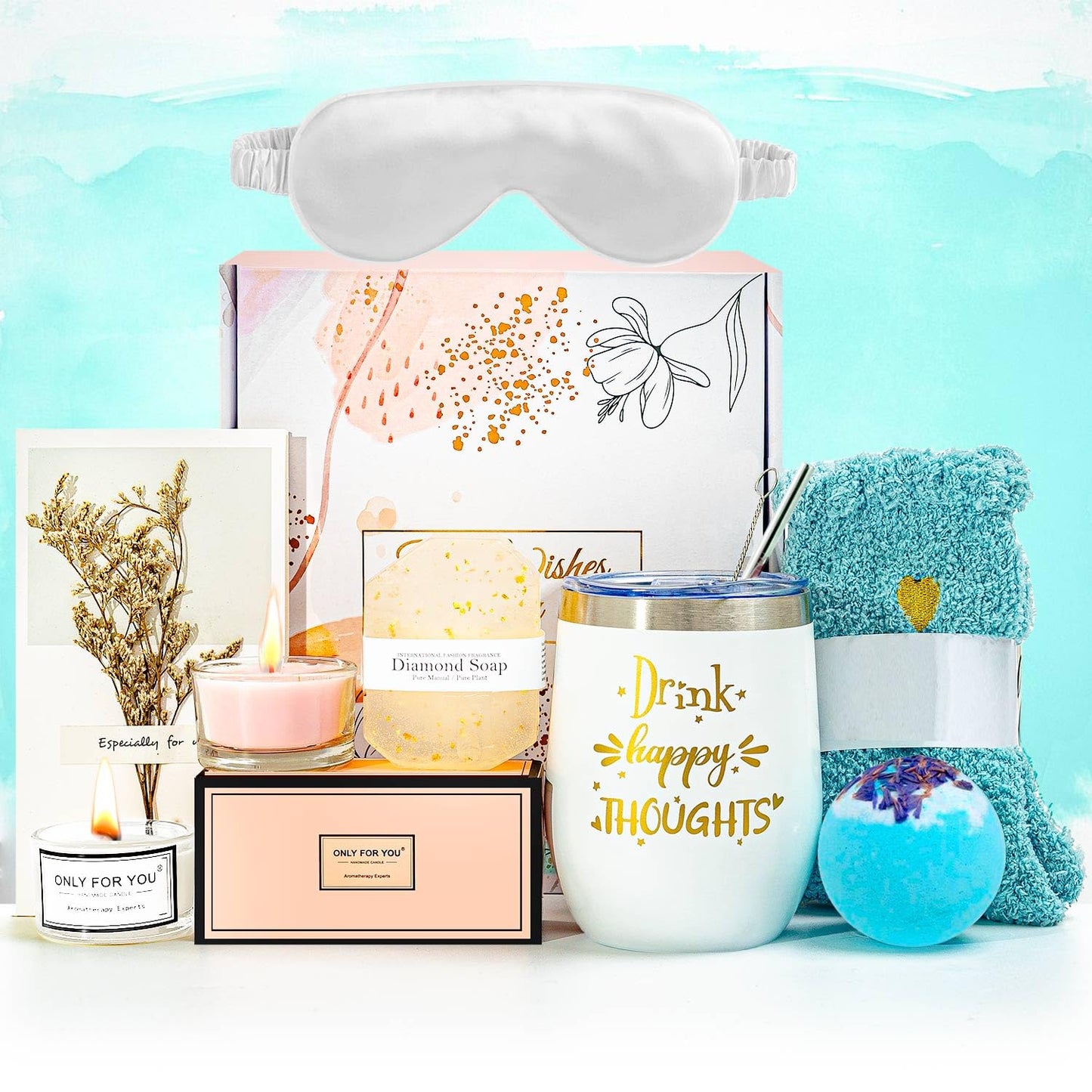 Birthday Gifts for Women Gif Ideas Best Friend-Relaxing Spa Gift Box Basket for Her, Mom, Female Friends,Get Well Soon Self Care Gift for Wome,Unique Gifts for Women Who Have Everything (White)