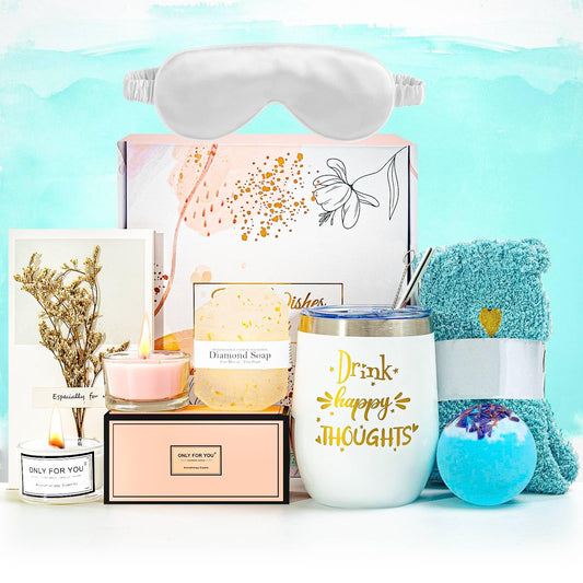 Birthday Gifts for Women Gif Ideas Best Friend-Relaxing Spa Gift Box Basket for Her, Mom, Female Friends,Get Well Soon Self Care Gift for Wome,Unique Gifts for Women Who Have Everything (White)