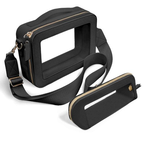 LapinPowUp Clear Makeup Bag for Stadium Events, Cute Waterproof Travel Cosmetic Bag with a Separate Stylish Brush Pouch for Concerts (black)