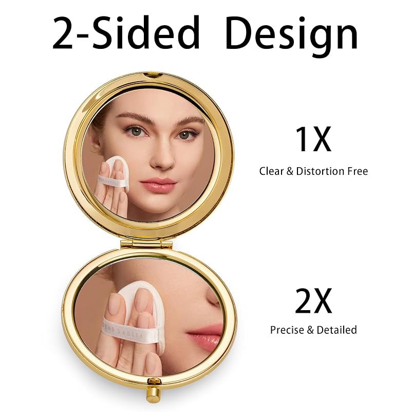 Compact Mirror, 2-Sided 1X/2X Folding Pocket Mirror - Gold, 12 Pack (Variation: Gold+12)