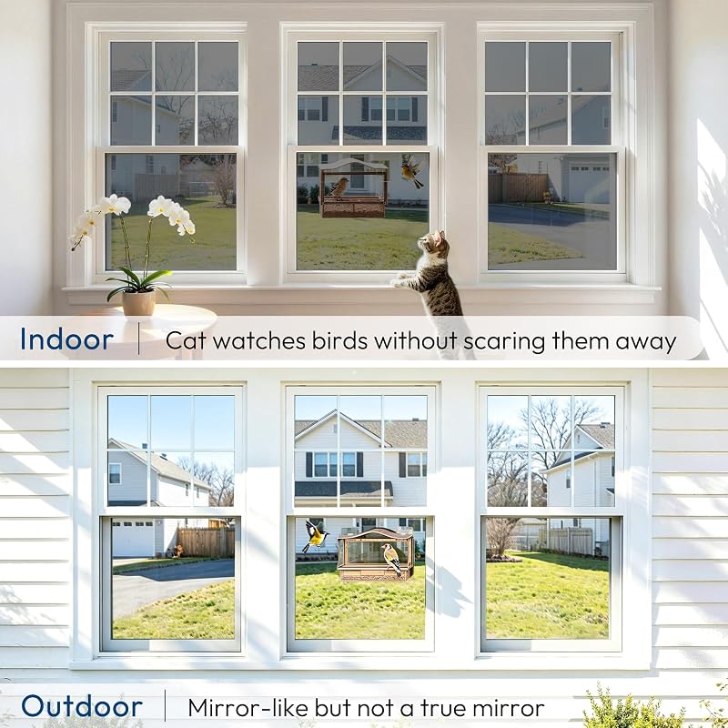 Rabbitgoo One Way Window Privacy Film 35.4" x 393.7" Black Silver - Heat Control