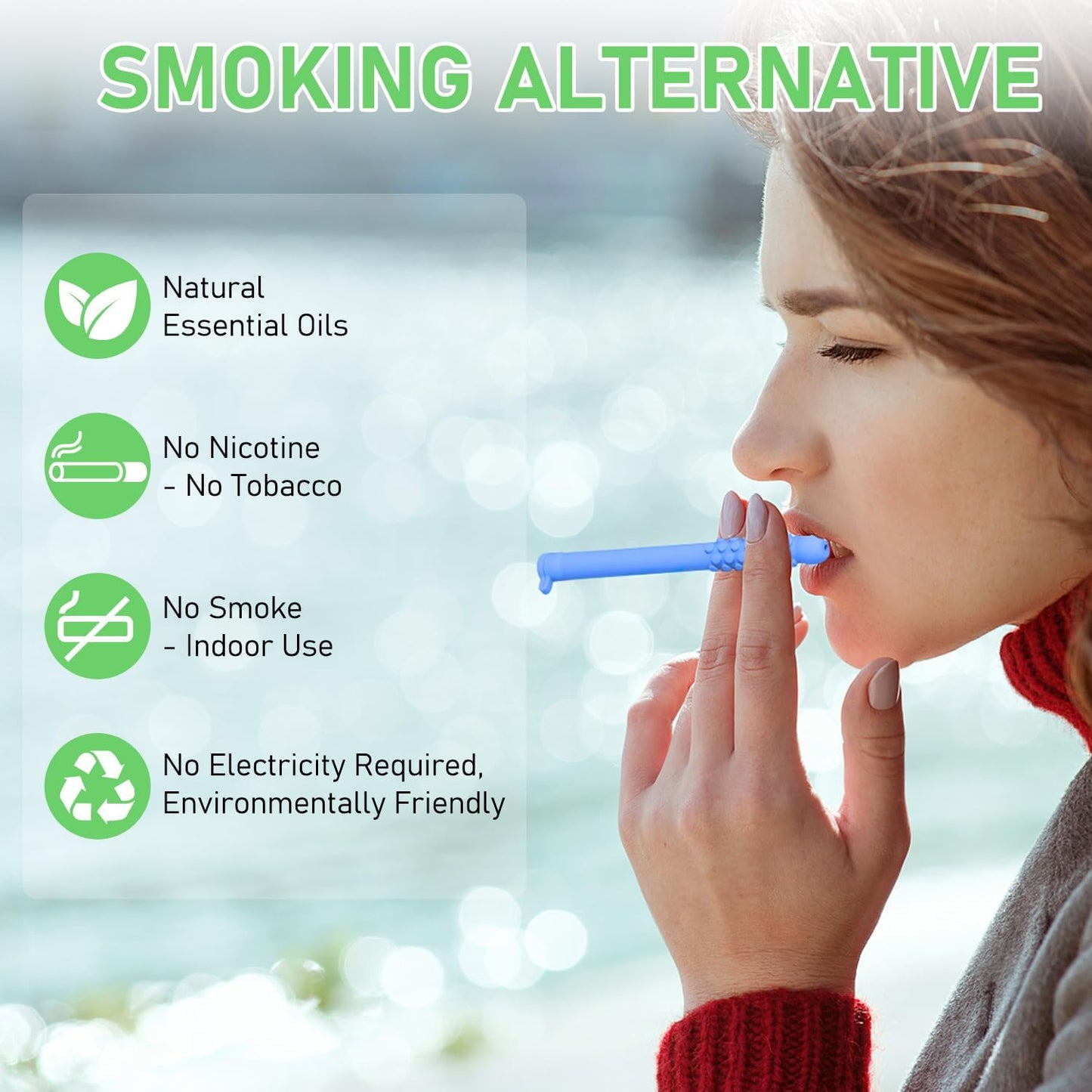 Chewable Essential Oil Breath Stick, Chewable Breather Sticks, Quit Smoking Chew Sticks, Can Taken Anywhere for Focus Clear (3Pcs)