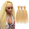 NerriHou 613 Blonde Water Wave Human Hair Bundles #613 W / 14, 16, 18 Inch, Unprocessed Virgin Brazilian Hair, 3-Pack 150g
