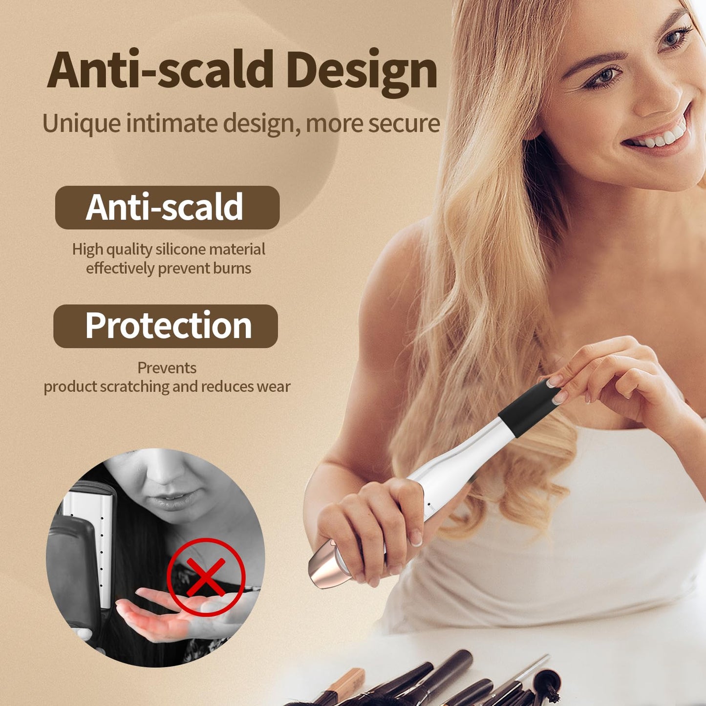 Mini Cordless Hair Straightener Portable Straight Curl Dual Purpose Hair Straightening Irons Fast Heating Hair Care with 3 Temperature Settings and Auto Shut-Off Hair Styling Tools for Women (White)