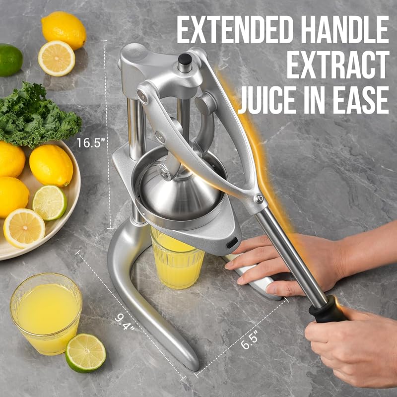 Manual Juicer – Easy Squeeze Stainless Steel Citrus Press with Ergonomic Lever