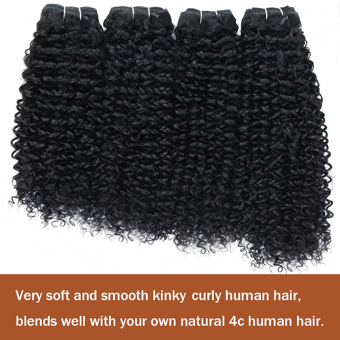 Ladoux Kinky Curly Bundles Human Hair 20 22 24 26Inchs Kinky Curly Human Hair 4 Bundles 100% Unprocessed Brazilian Virgin Remy Hair For Women Natural Black Color