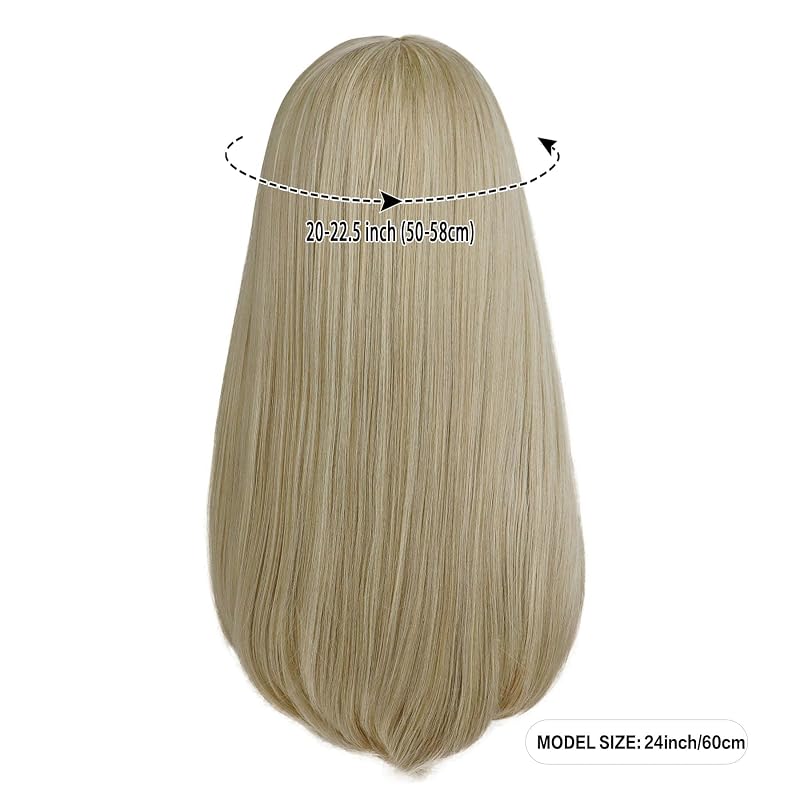 Blonde Long Wig with Bangs for Women - Misa Amane Style Cosplay (Variation: Blonde)