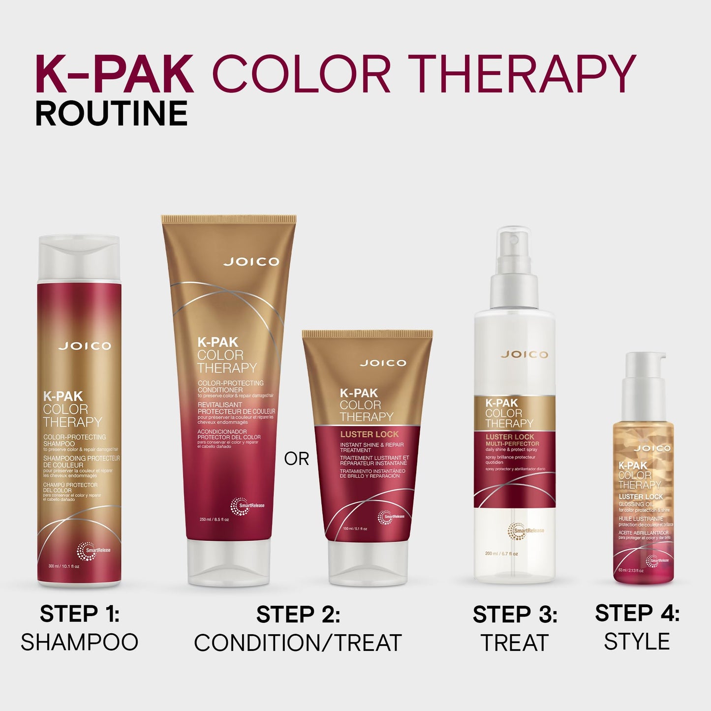 Joico K-PAK Color Therapy Luster Lock Instant Shine & Repair Treatment | For Color-Treated Hair | Boost Color Vibrancy | Repair Breakage | With Keratin & Argan Oil | 5.1 Fl Oz