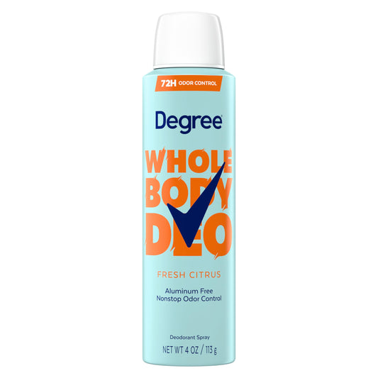 Degree Women Whole Body Deodorant Spray, Fresh Citrus Scent, Aluminum Free 72H Odor Protection 4 oz