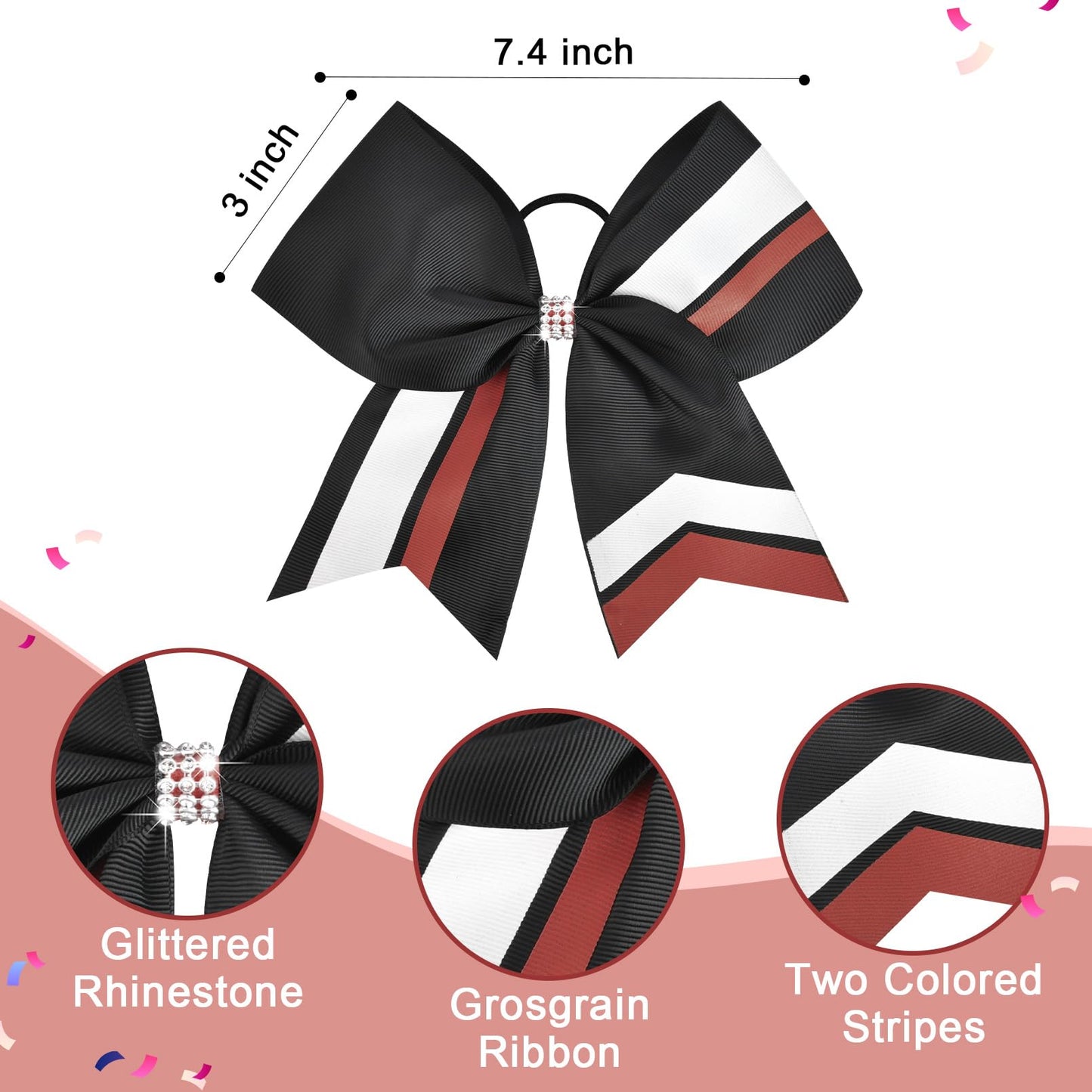 12PCS Cheer Bows Bulk Glitter Cheerleading Bows Girls Hair Bows Cheer Bows Elastic Band Ponytail Holder for Cheerleaders Teen Girls College Sports Competition