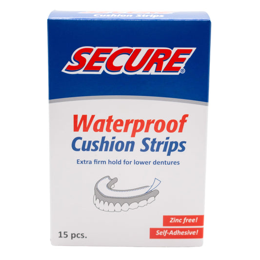 Secure Denture Adhesive Strips – Zinc Free – Waterproof – Comfortable Cushion Fit for Uppers & Lowers – Extra Firm All-Day-Hold – No Mess – Clean Ingredients – 15 Strips (1 Pack)