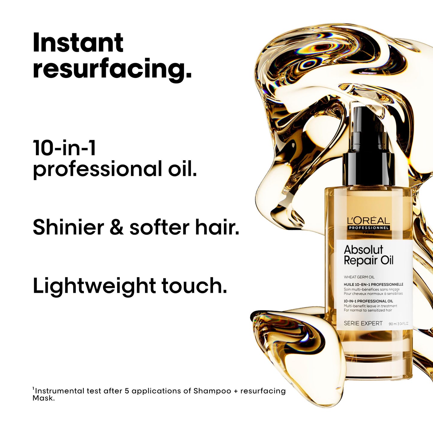 L'Oréal Professionnel Paris Absolut Repair 10-in-1 Oil – Nourishing Multi-Benefit Oil For Dry & Damaged Hair, Repairs Hair and Provides Shine