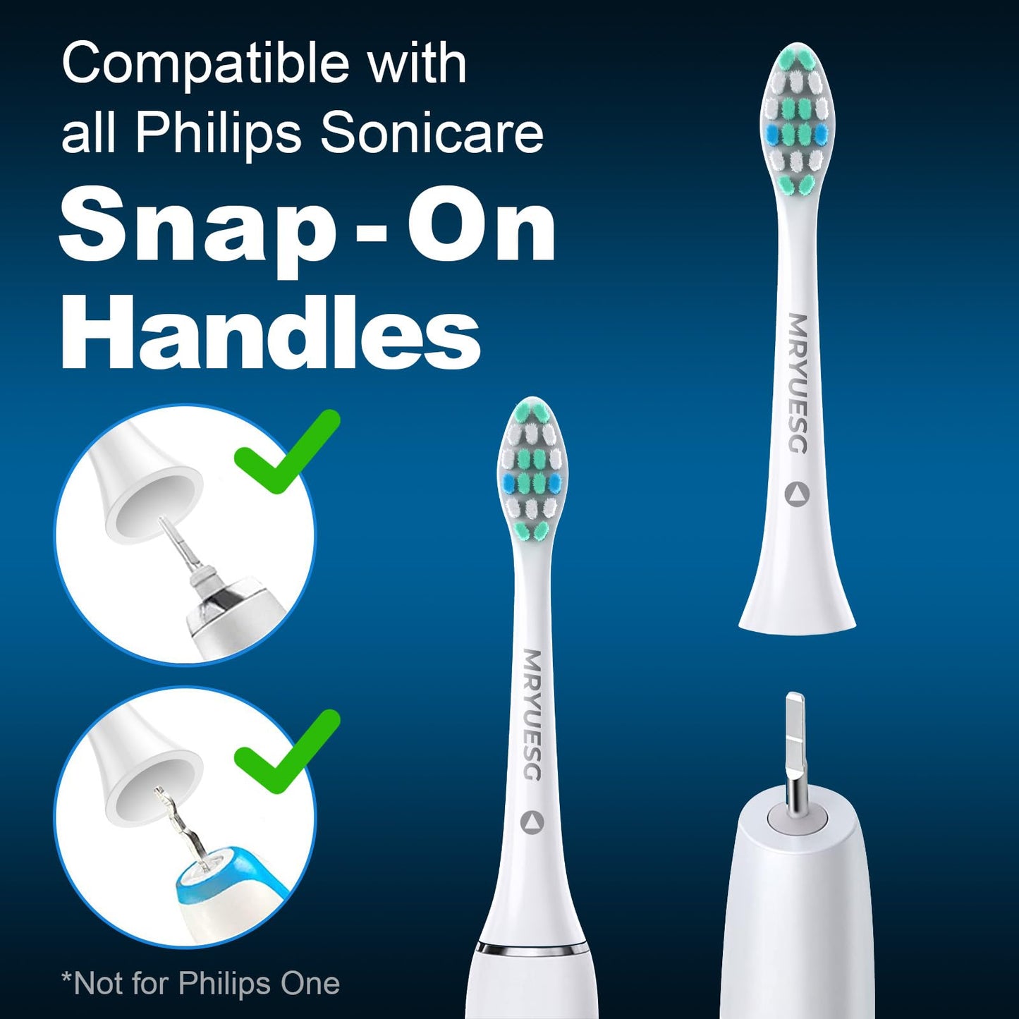 MRYUESG Replacement Toothbrush Heads for Philips Sonicare Replacement Heads, 10 Pack, Electric Tooth-Brush Head Compatible with Phillips, White-Blue