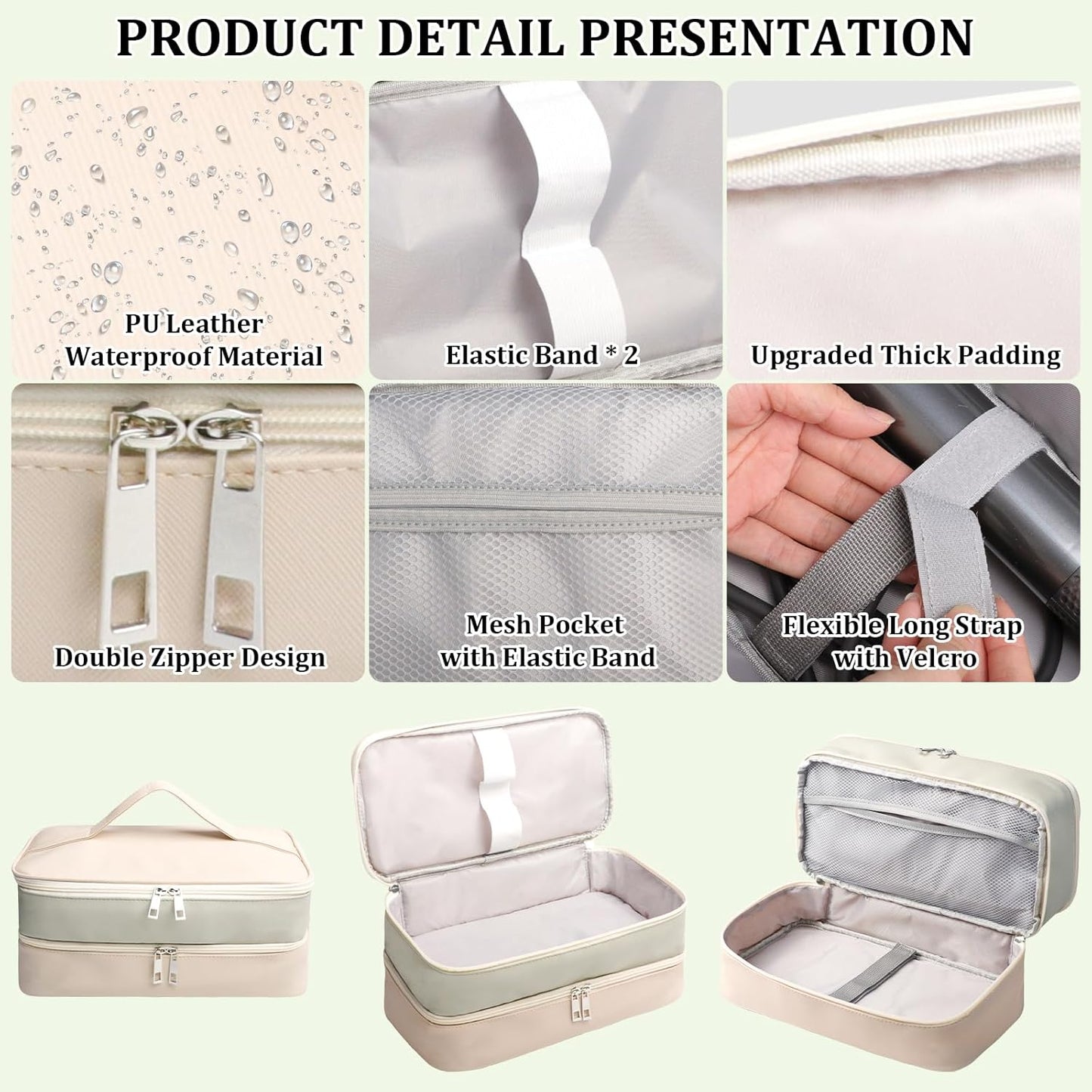 Shark Flex Style Travel Case - Double Layer Waterproof Organizer for Hair Dryer Attachments (Dianthus White)