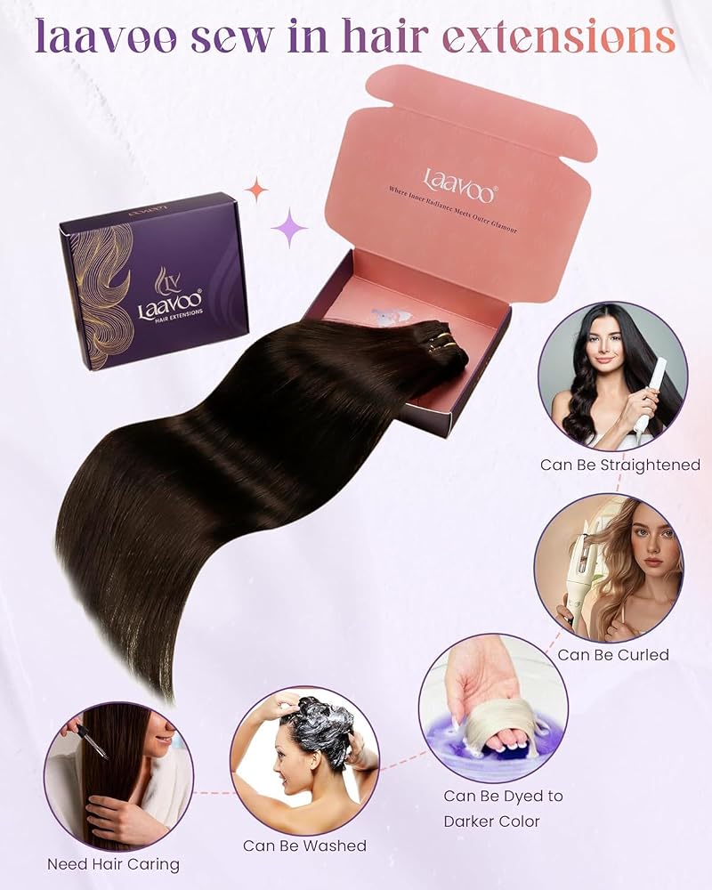 Dark Brown 12 Inch 80g Sew-in Hair Extensions Real Remy Human Hair - Variation 2 HW