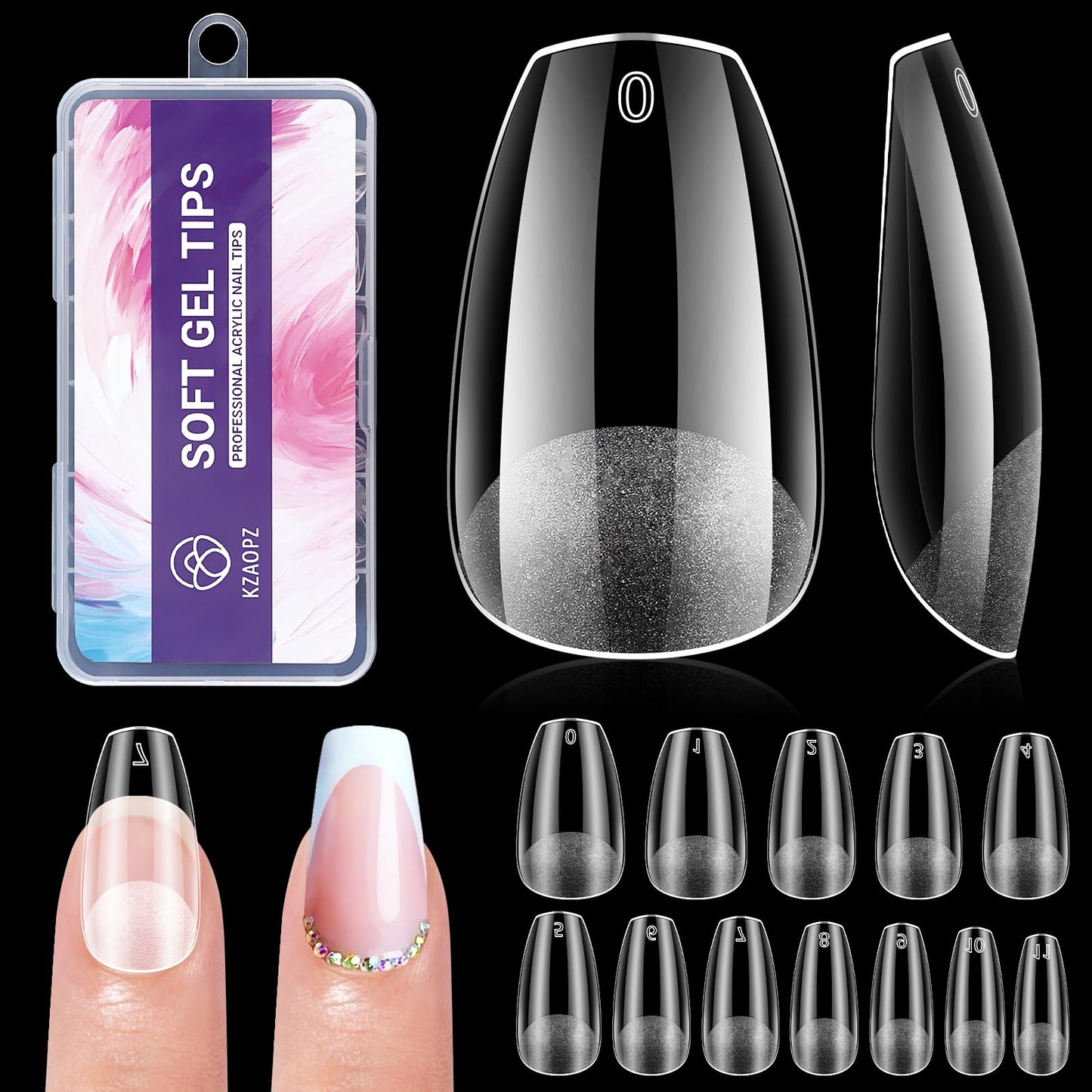 Short Coffin Gel Nail Tips: 240 PCS Pre-Shaped Full Cover False Coffin Nails Tips Acrylic Clear Fake Nails Extension for Nail Manicure Home DIY Women 12 Sizes