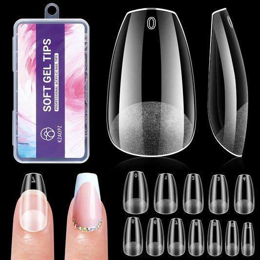 Short Coffin Gel Nail Tips: 240 PCS Pre-Shaped Full Cover False Coffin Nails Tips Acrylic Clear Fake Nails Extension for Nail Manicure Home DIY Women 12 Sizes