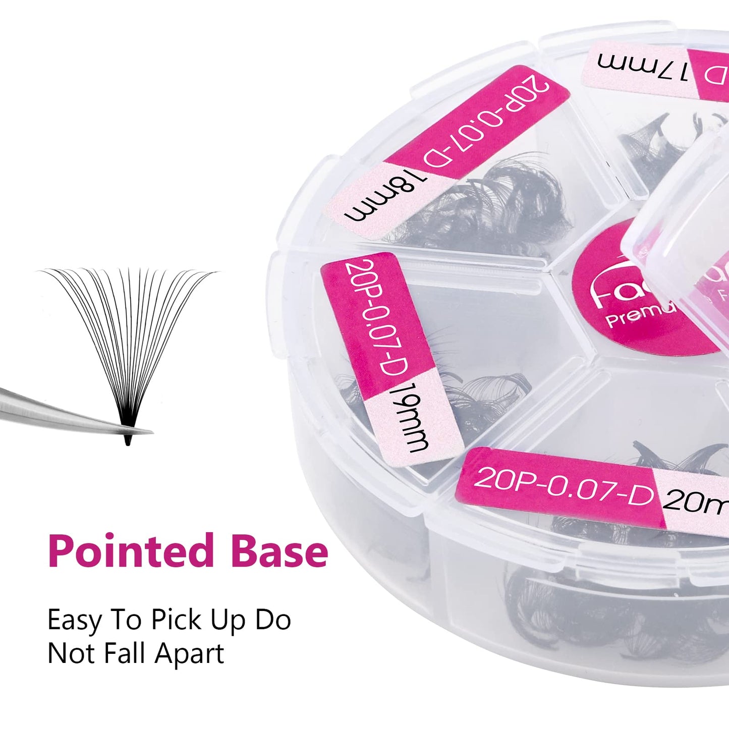 600 Premade Fans Eyelash Extensions Mixed Tray 15-20mm 20D Handmade Volume Eyelashes 0.07 Thickness Premade Lash Extensions Fans (20D-0.07D,15-20mm)