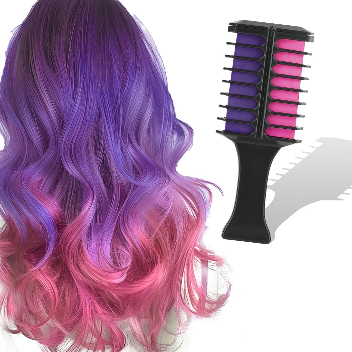 Hair Chalk for Kids Girls, Purple Pink Temporary Hair Color Dye, Washable Hair Chalk Comb - Kids Hair Dye Makeup For Party Halloween Christmas Birthday Cosplay Festivals