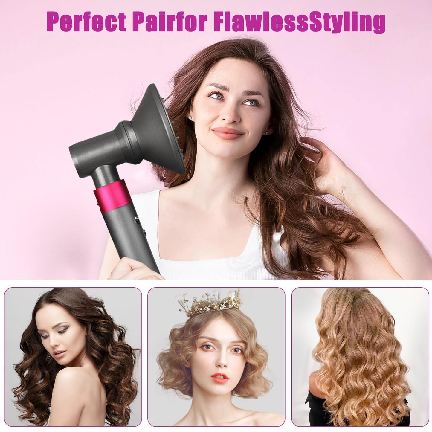 Hair Diffuser Attachment Nozzles for Dyson Supersonic Hair Dryer HD01 HD02 HD03 HD04 HD08 HD15 Tools Accessaries Parts, Black