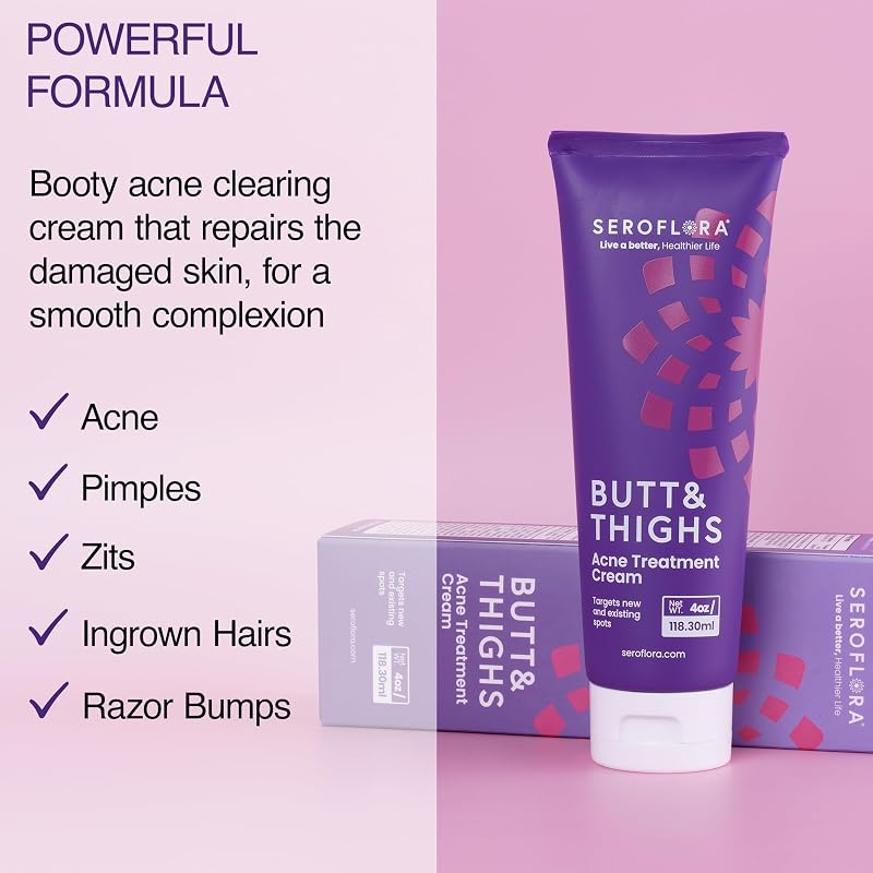 Butt & Thighs Acne Treatment Cream, 4 Fl Oz – Salicylic Acid 2% Natural Balance