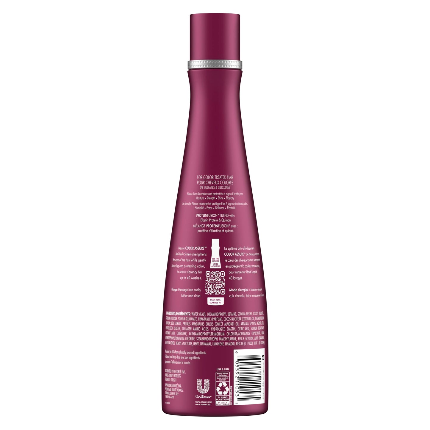 Nexxus Hair Color Assure Sulfate-Free Shampoo with ProteinFusion, For Color Treated Hair Shampoo 13.5 oz