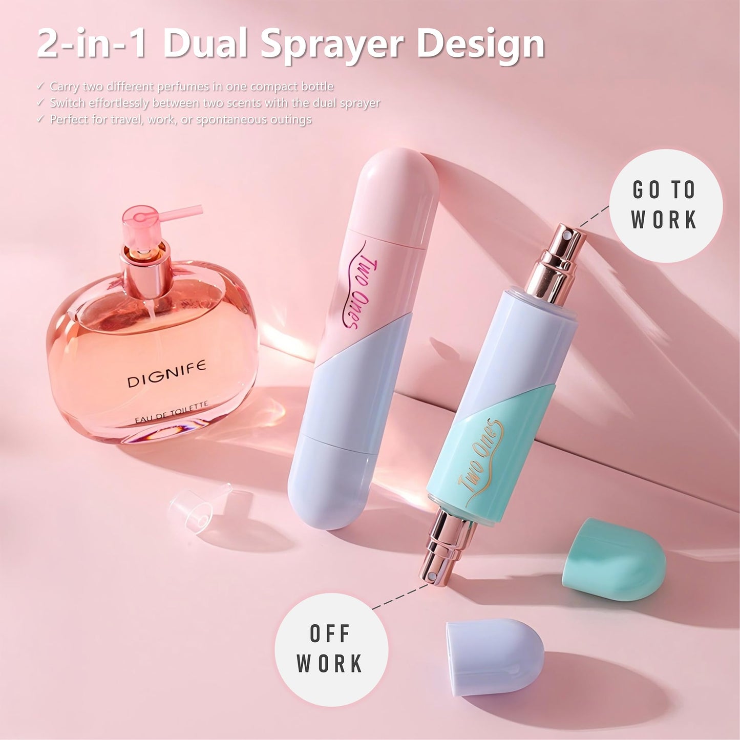 ONROCL Travel Perfume Bottle Refillable - 2 in 1 Dual Sprayer, 5ml+5ml Leak-Proof Portable Perfume Atomizer for Women & Men, Perfect for Travel, Gym, Office, Compact & Stylish Fragrance Container