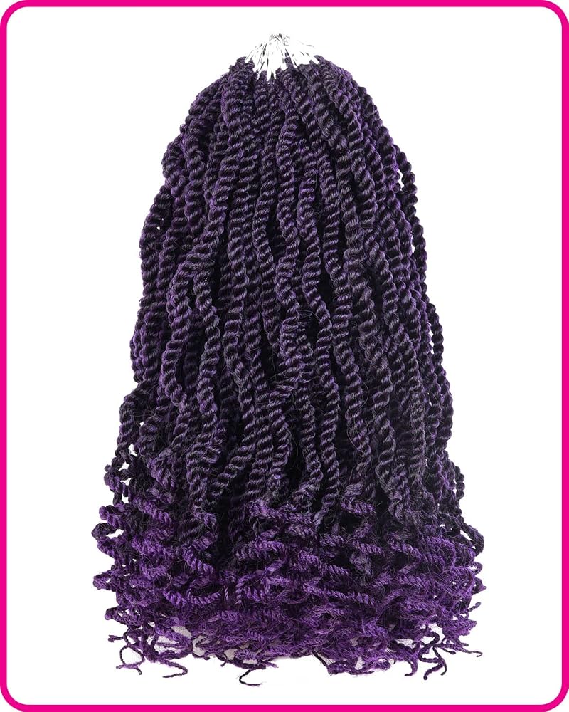 6 Packs 12 Inch Crochet Senegalese Twist Hair for Kids & Women 1B Purple by TOZIKA - Pre-Looped, 120 Strands