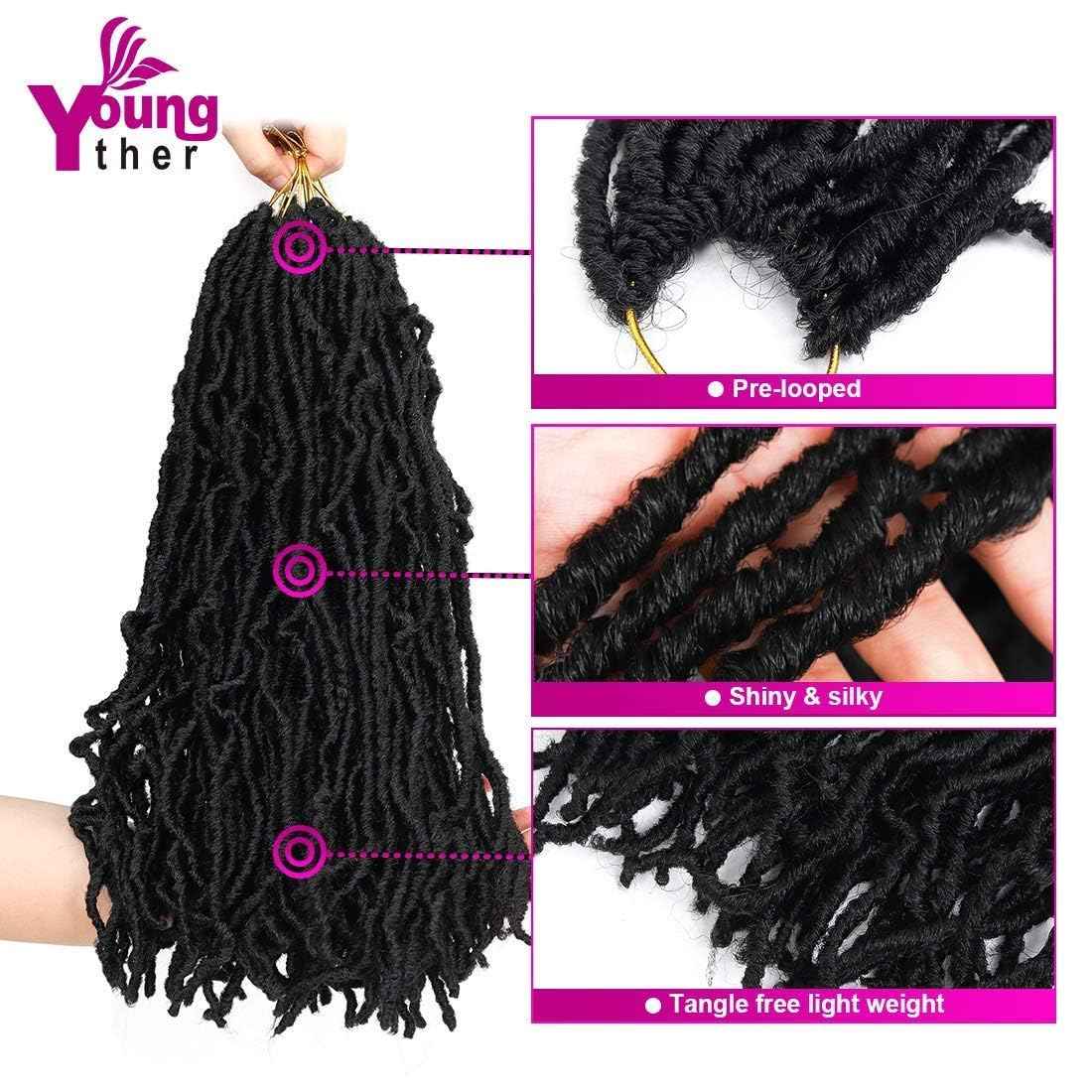 Youngther 24 Inch New Faux Locs Crochet Hair 6Pscks 84 stands Extensible New Goddess Soft Locs Crochet Hair Pre Looped Synthetic Crochet Braiding Hair for Black Women(24inch,6packs,1B)