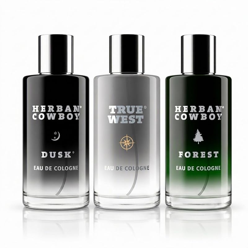 Herban Cowboy Men's Cologne Set - Long Lasting Fragrance, Trio