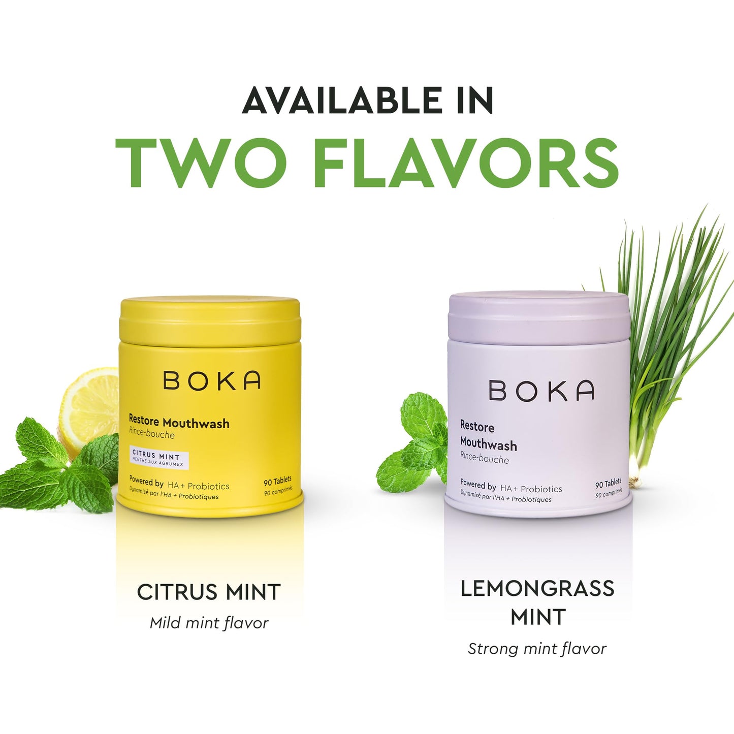 Boka Travel Size Mouthwash Tablets - Hydroxyapatite, Fluoride Free & Alcohol Free - Chewable Tablets to Freshen Breath, Kill Odor Quickly - (90 Pcs, Mint)