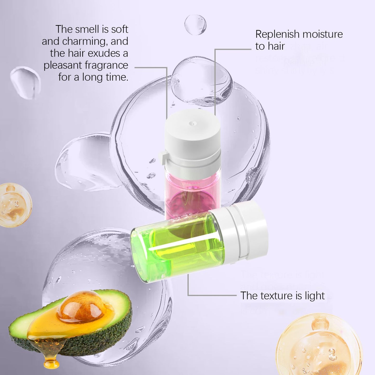 Pricyru Perfume & Hair Oil 2-In-1, Avocado and Camellia Nourishment Hair Perfume Oil, Hair Perfume for Women Long-Lasting, Mini Travel Size Hair Perfume Oil Set for All Hair (1.5ml, 40PCS)
