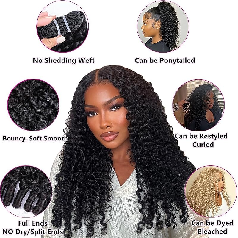 Burmese Curly Hair Bundles Water Wave 3C4A 12" - Natural Black, 3 Bundles