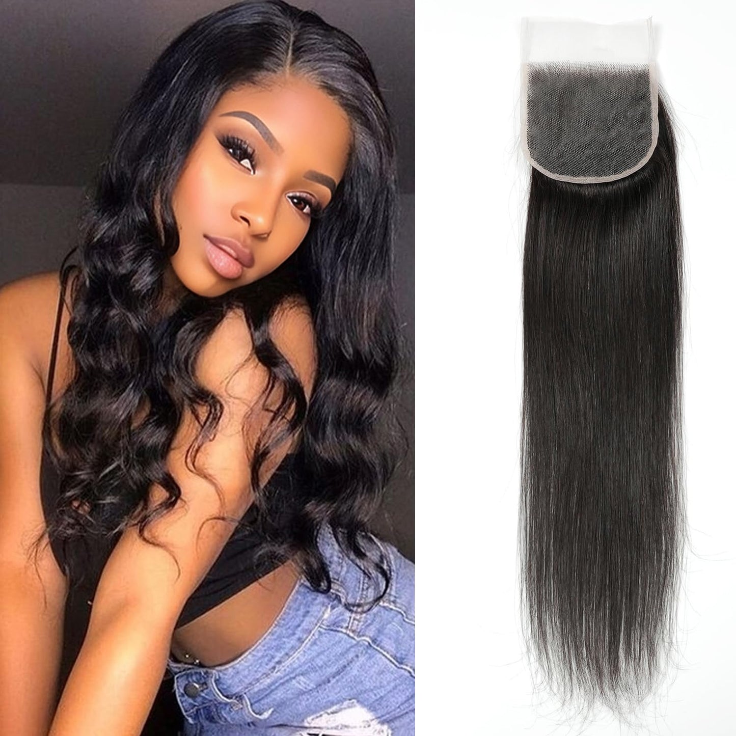 5x5 HD Lace Closure Body Wave Human Hair - Pre-Plucked Natural Hairline (10 Inch, Natural Color)